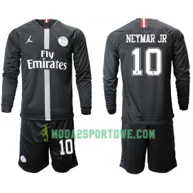 Koszulka Paris Saint-Germain NEYMAR JR 10 Jodan Czarny Dziecięcy Trzeci Stroje Piłkarskie 2018/19 Długi Rękaw